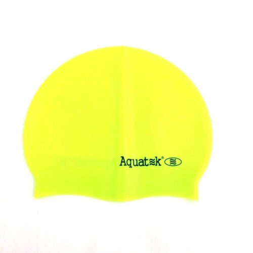Aquatek silicon youth swim cap neon yellow