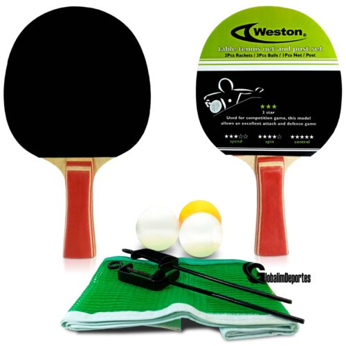 Weston Table Tennis net and post Set - 2 Rackets 3 balls