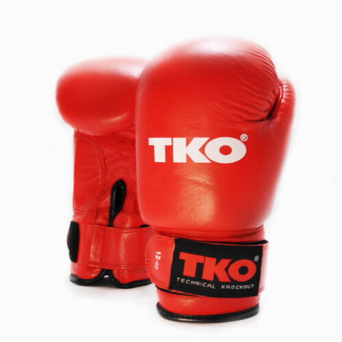 TKO Boxing Gloves Leather Pro Training Kick Sparring Punching Glove Red