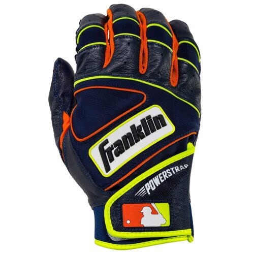 Franklin Powerstrap Batting Glove Adult Size S Navy Orange Optic Yellow