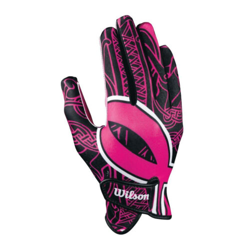 Wilson Football Youth Receivers Glove With Ribbon Pink