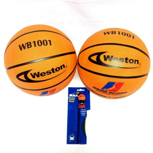 2 Pack Weston WB1001O Basketball with manual pump in/out size 7