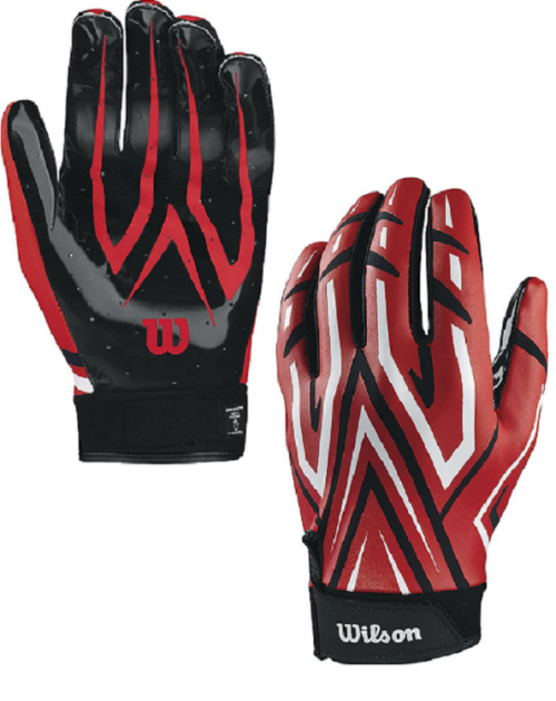 Wilson The Clutch Skill Football Receiver Glove Youth Red Pair