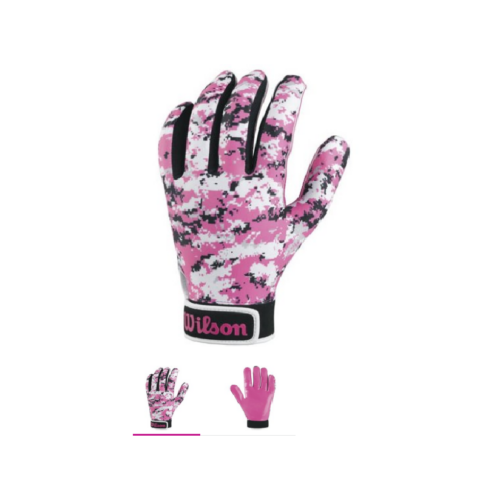 Wilson Football Receiver Gloves Camouflage Pink Youth Pair