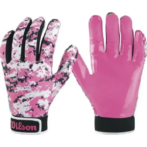 Par de guantes de receptor de fútbol rosa de camuflaje de las Fuerzas Especiales de Wilson para adultos