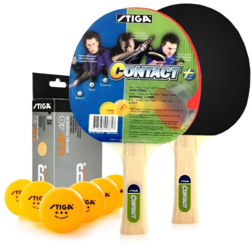 Stiga 2 Contact Table Tennis Racket and 6 Balls Kit