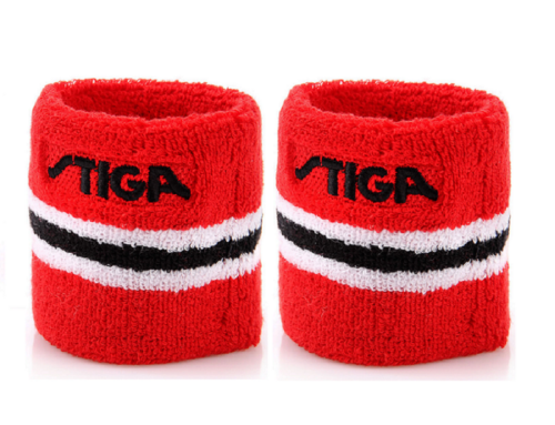 Stiga Table Tennis Ping pong Wristband One Size Red -Sold by Pair