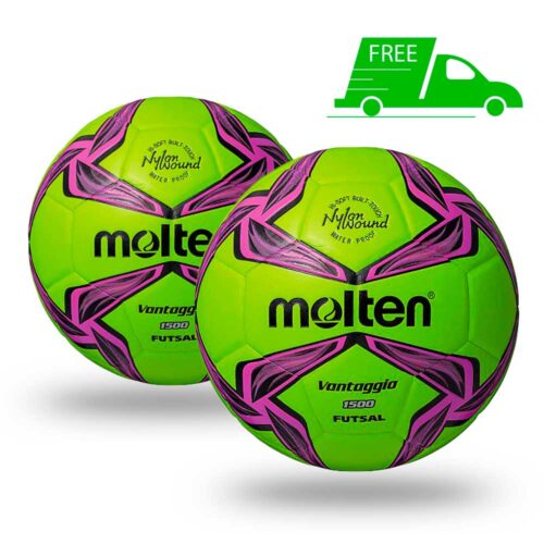 Molten F9V1500 Vantaggio FUTSAL Soccer Ball Light-Green 2 Pack
