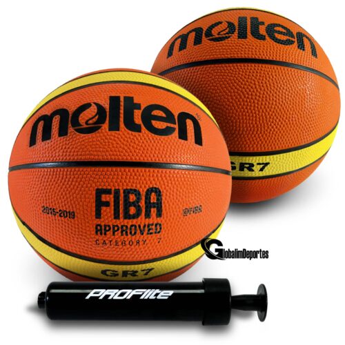 Molten GR7 Basketball FIBA Approved Size 7 With Manual Pump 2 Pack