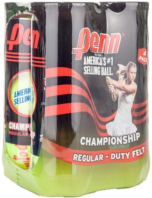 Penn Championship Regular Duty Felt Tennis Balls 4 Cans (12 Balls)