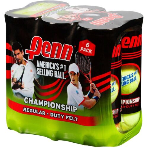 Penn Championship Regular Duty Felt Tennis Balls 6 Cans (18 Balls)