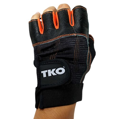 TKO Workout Gloves Gym Fitness Weightlifting Gloves BLK-ORG Size M Pair