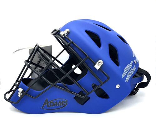 Adams High Performance Matte Baseball Catcher's Helmet Adjustable One Size Fits Most (Blue)