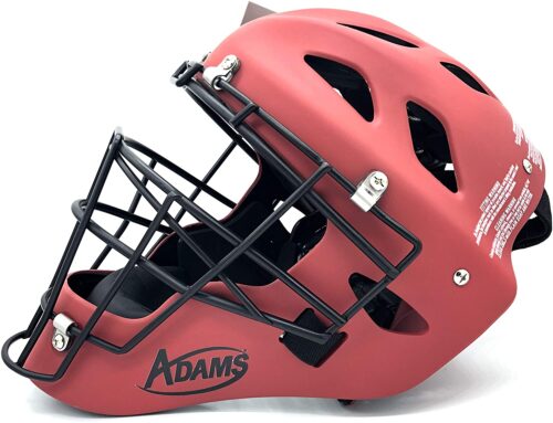 Adams High Performance Matte Baseball Catcher's Helmet Adjustable One Size Fits Most (Red)