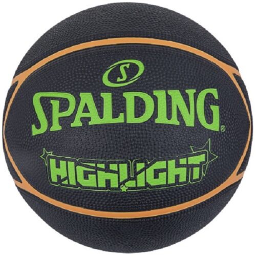 Spalding Highlight Neon Green/Orange Rubber Basketball Size 7 - 29.5"