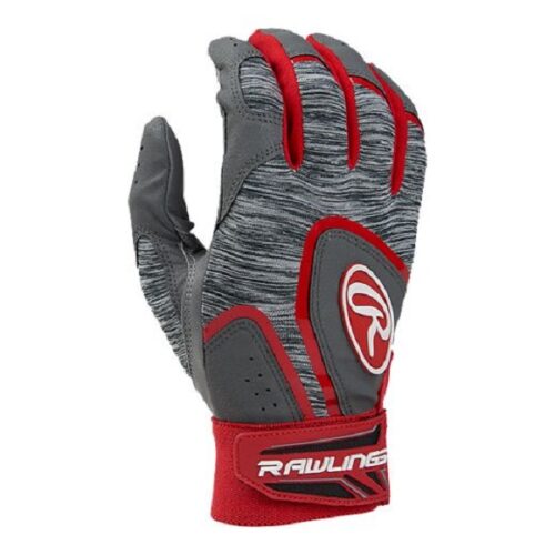 Rawlings 5051 Batting Gloves Adult Medium Pair Grey Red
