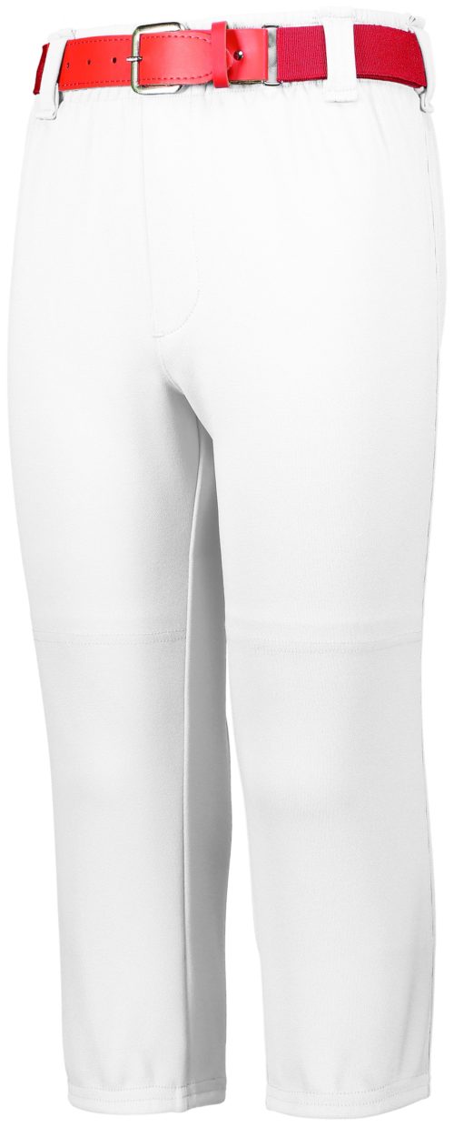 Adult PULL-UP Baseball Pant with Elastic cuffs, Brand Augusta White