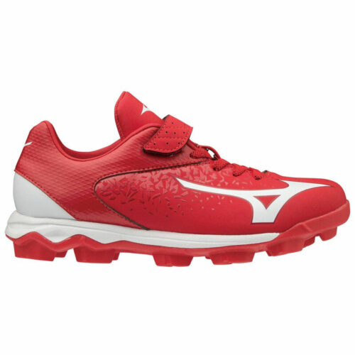 Mizuno Wave Select Nine JR Low Youth molded Baseball Cleats Red
