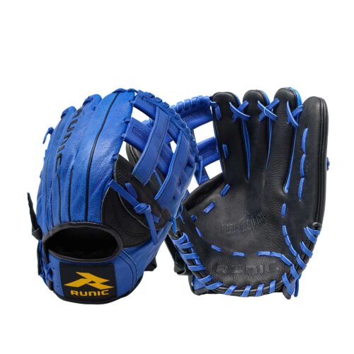 Runic Leather Baseball Glove H web 12 inches RHT, Black/blue