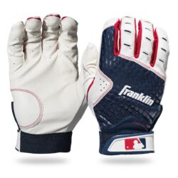 Franklin 2nd-Skinz Batting Gloves White Navy - Teeball