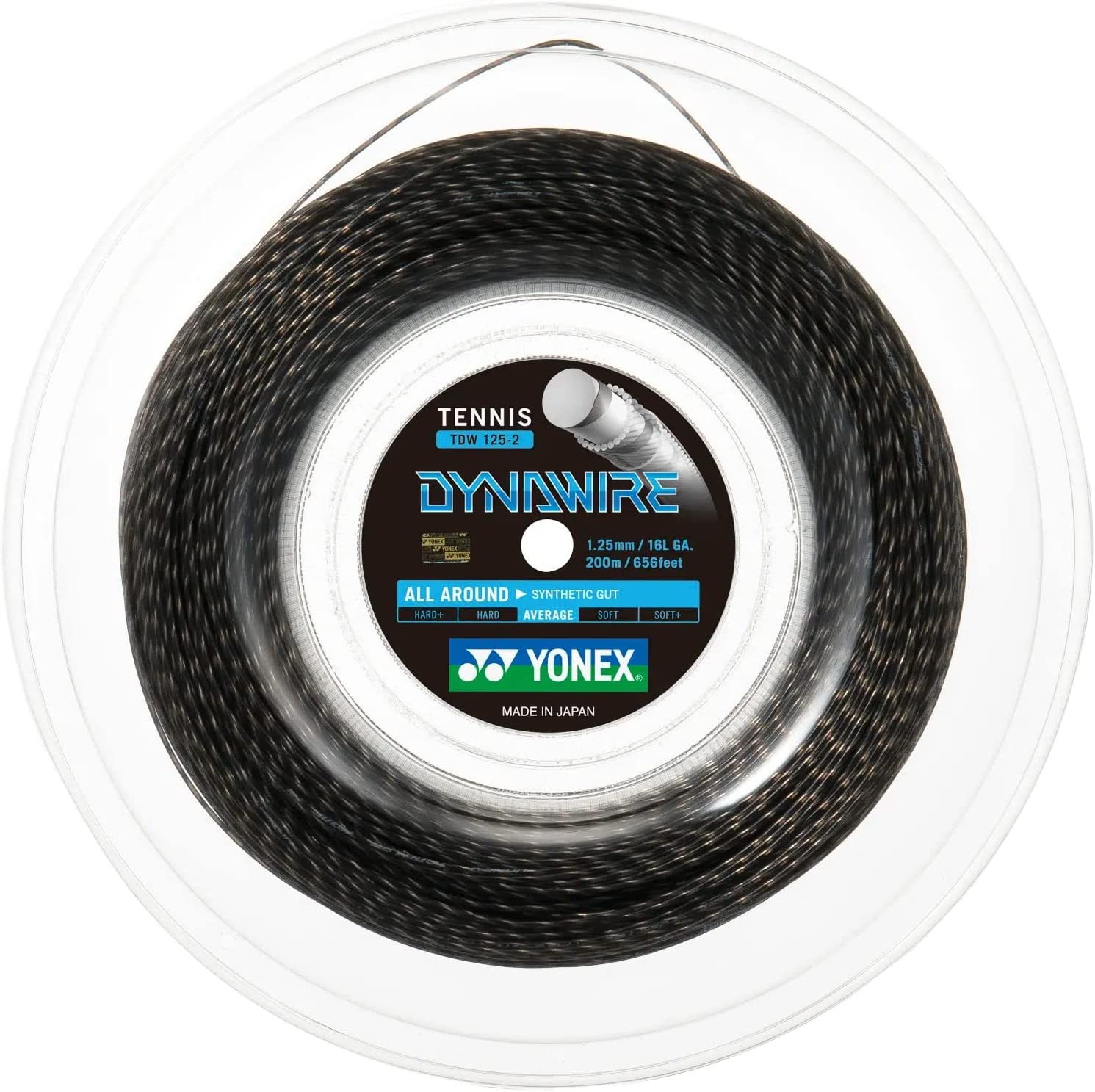 YONEX Dynawire 16L/1.25 Tennis String Reel, 200m/656feet Black - Deportes  Globalim