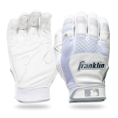 Franklin Adult Shok-Sorb X Batting Gloves Pair White/Chrome