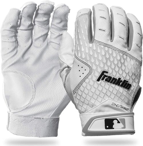 Franklin 2nd Skinz Adult Baseball Batting Gloves XL White