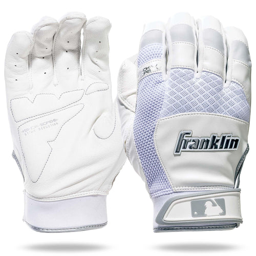 Franklin Shok Sorb X Baseball Batting Gloves, Youth White/Chrome