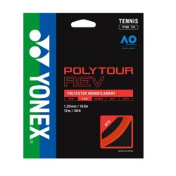 Yonex Poly Tour Rev Spin Tennis String, 1.30 mm 16 GA Set 2 Packs Bright Orange