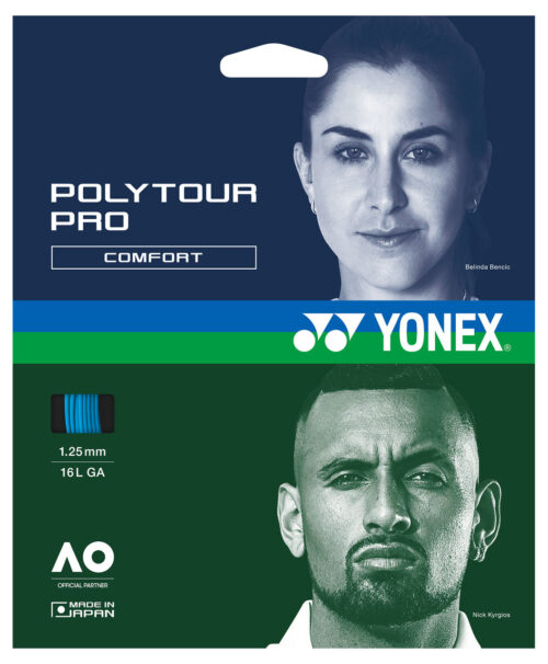 Yonex Poly Tour Pro Comfort Tennis String, 1.25 mm 16L GA Set 2 Packs Blue