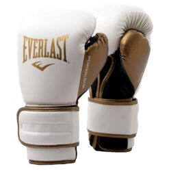 Everlast PowerLock2 Boxing Training Gloves White/Gold 10 oz.