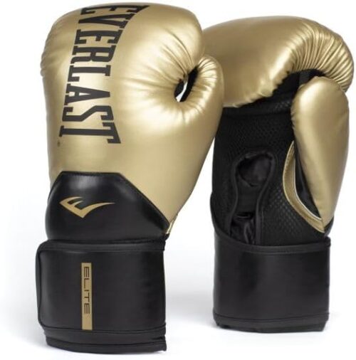 Everlast Elite 2 Boxing Gloves, Gold/Black 14 oz.