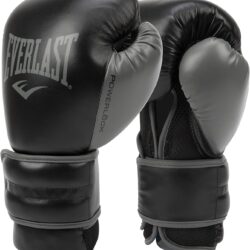 Everlast PowerLock2 Boxing Training Gloves 12 Oz Black/Gray