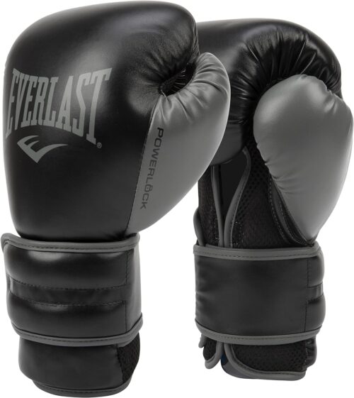 Everlast PowerLock2 Boxing Training Gloves 12 Oz Black/Gray
