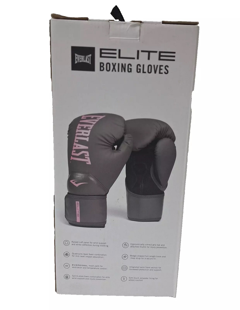 Everlast Elite 2 Boxing Gloves, Gray/Pink 12 oz. - Image 6