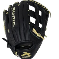 Runic Genuine Leather Slowpitch Softball Glove Size 13" RHT, Black/Camel