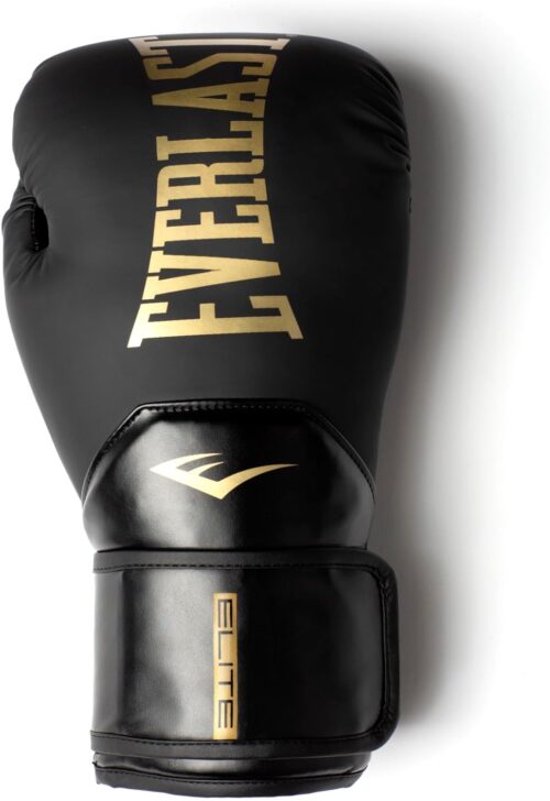 Everlast Elite 2 Boxing Gloves, Black/Gold 14 oz. - Image 2