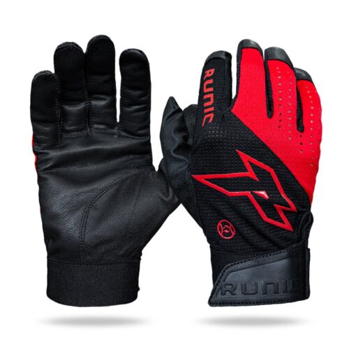 Runic Bases Loaded Batting Gloves Adult Black/Red Pair