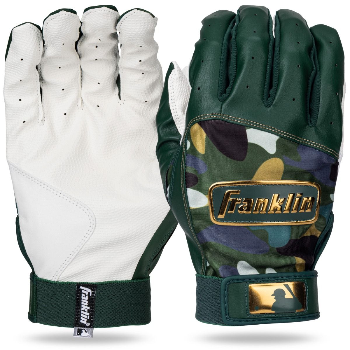 Franklin Digitek Adult Batting Gloves size Large, White/Forest Green