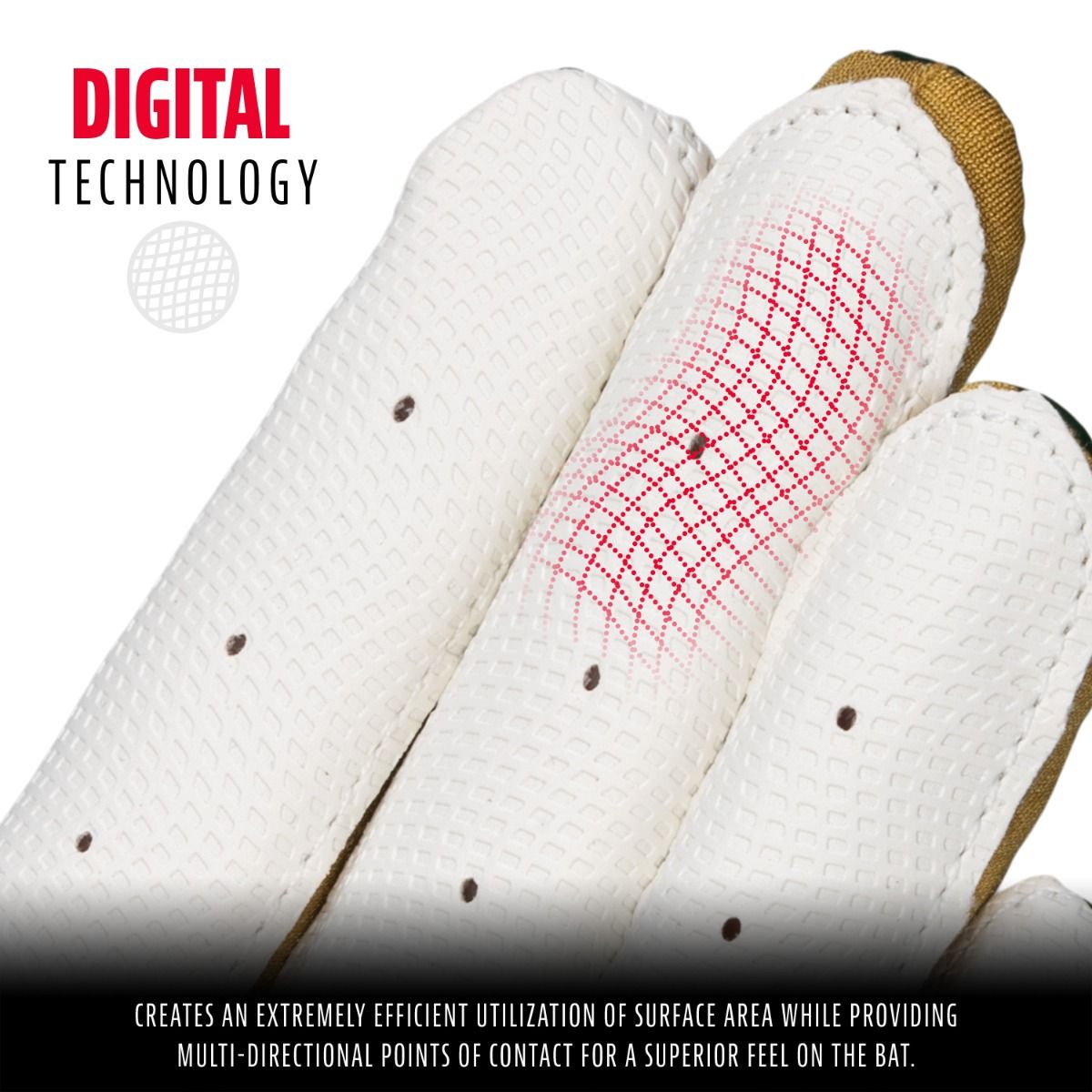 Franklin Digitek Adult Batting Gloves size Large, White/Forest Green - Image 3