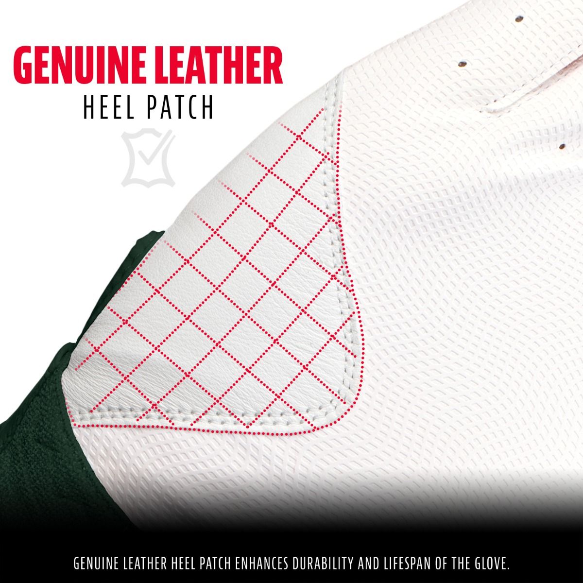 Franklin Digitek Adult Batting Gloves size Large, White/Forest Green - Image 4