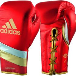 Adidas Adi-Speed 500 Pro Lace-Up Boxing and Kickboxing Gloves Size 16 oz Red/Gold/Silver