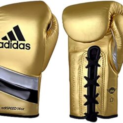 Adidas Adi-Speed 500 Pro Lace-Up Boxing and Kickboxing Gloves Size 16 oz Gold/Silver/Black