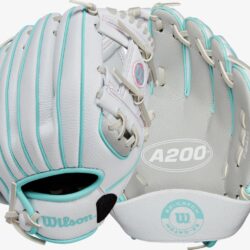 Wilson A200 EZ Youth Baseball Glove Size 10 Inches - Silver/White/Teal/Purple