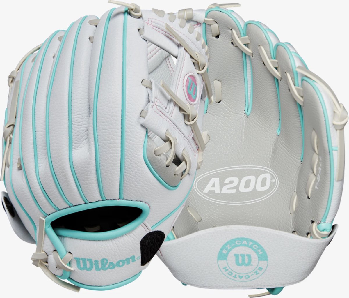Wilson A200 EZ Youth Baseball Glove Size 10 Inches - Silver/White/Teal/Purple